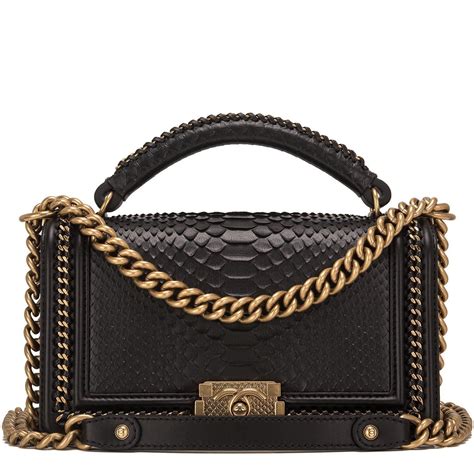 chanel black python medium boy bag with handle price|Chanel python bags price.